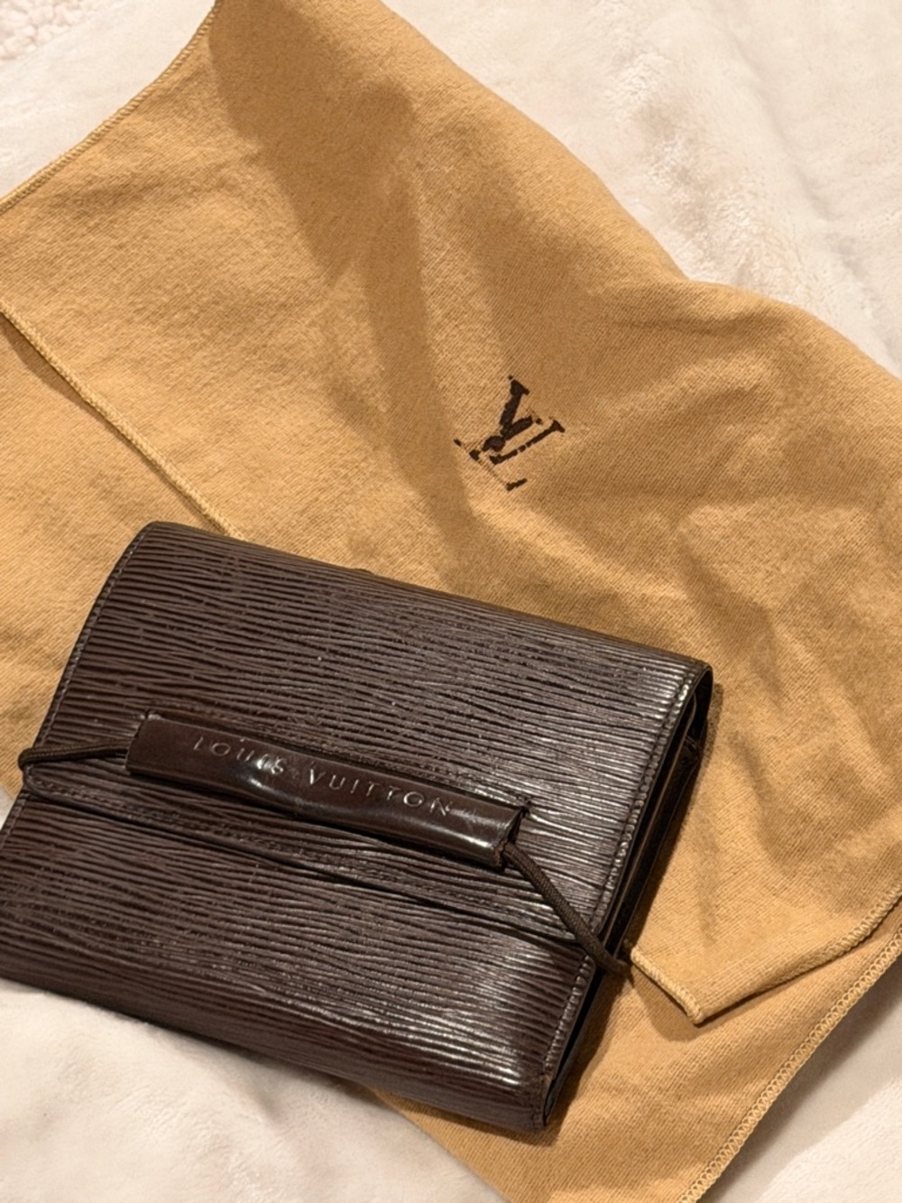 LOUIS VUITTON Epi Portefeuille Elastic Trifold Wallet Mocha VINTAGE